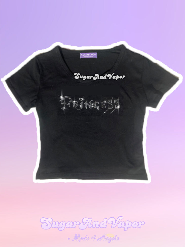 2000s Bling Princess Text Crop Tee-TOPS-SugarAndVapor