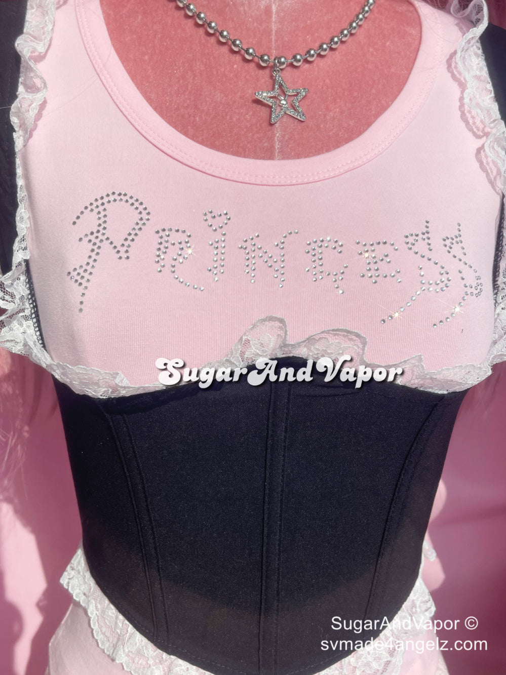 2000s Bling Princess Text Crop Tee-TOPS-SugarAndVapor