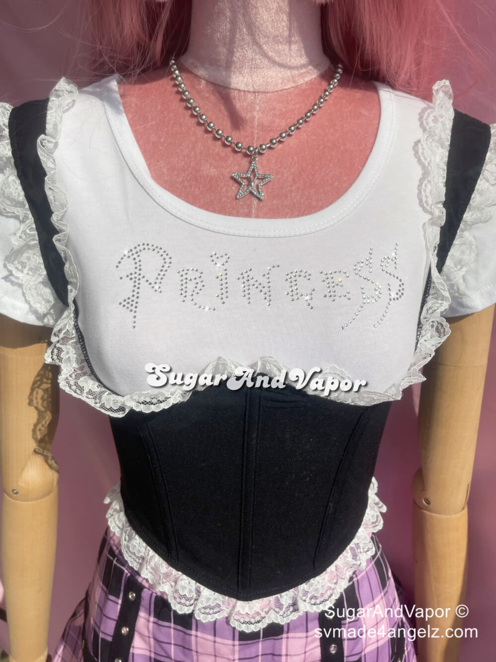 2000s Bling Princess Text Crop Tee-TOPS-SugarAndVapor