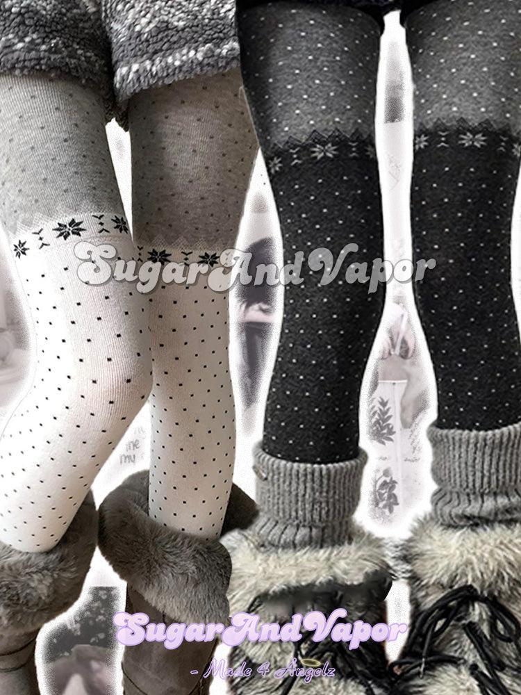 Noelle Snowflake Polka Dot Knit Pantyhose Tights-SOCKS & TIGHTS-SugarAndVapor