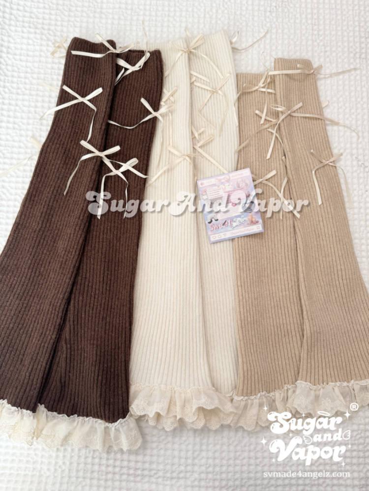 Acacia Wool Blend Lace Knit Flared Leg Warmers-SOCKS & TIGHTS-SugarAndVapor