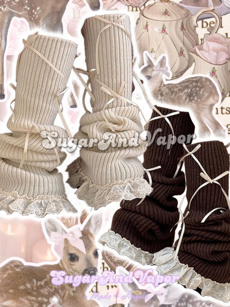 Acacia Wool Blend Lace Knit Flared Leg Warmers-SOCKS & TIGHTS-SugarAndVapor