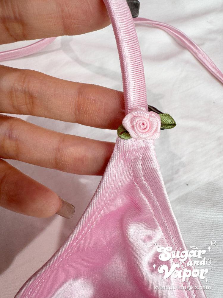 Adelia Floral Coquette Pink Silky Bikini Set-Swimsuits-SugarAndVapor