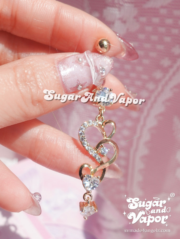 Alanis Princess Heart Dangle Belly Ring-Belly Ring-SugarAndVapor
