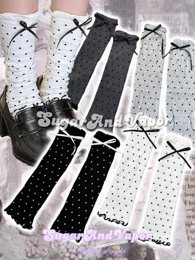 Allegra Polka Dot Knit Arm/Leg Warmers-SOCKS&TIGHTS-SugarAndVapor