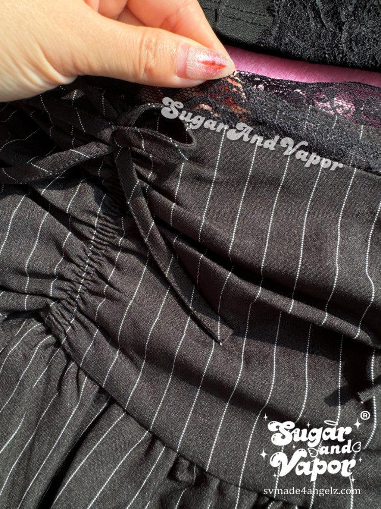 Amelie Dark Vintage Stripe Flared Mini Skirt-Skirts-SugarAndVapor