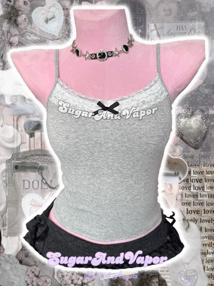 Annie Coquette Girl Ribbed Lace Cami Top-TOPS-SugarAndVapor