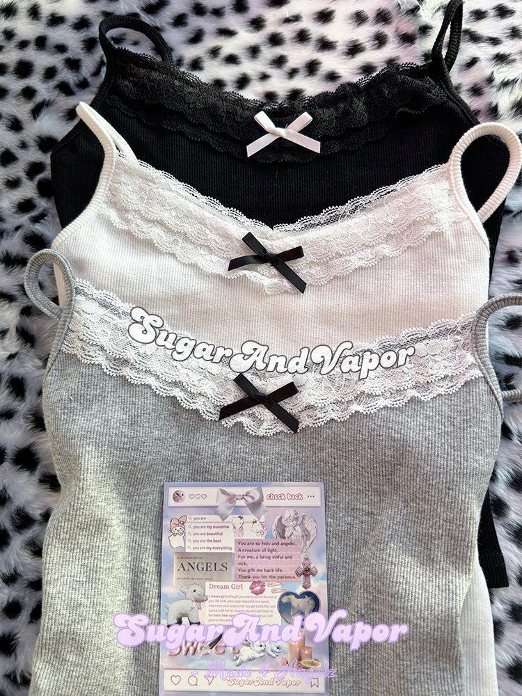 Annie Coquette Girl Ribbed Lace Cami Top-TOPS-SugarAndVapor