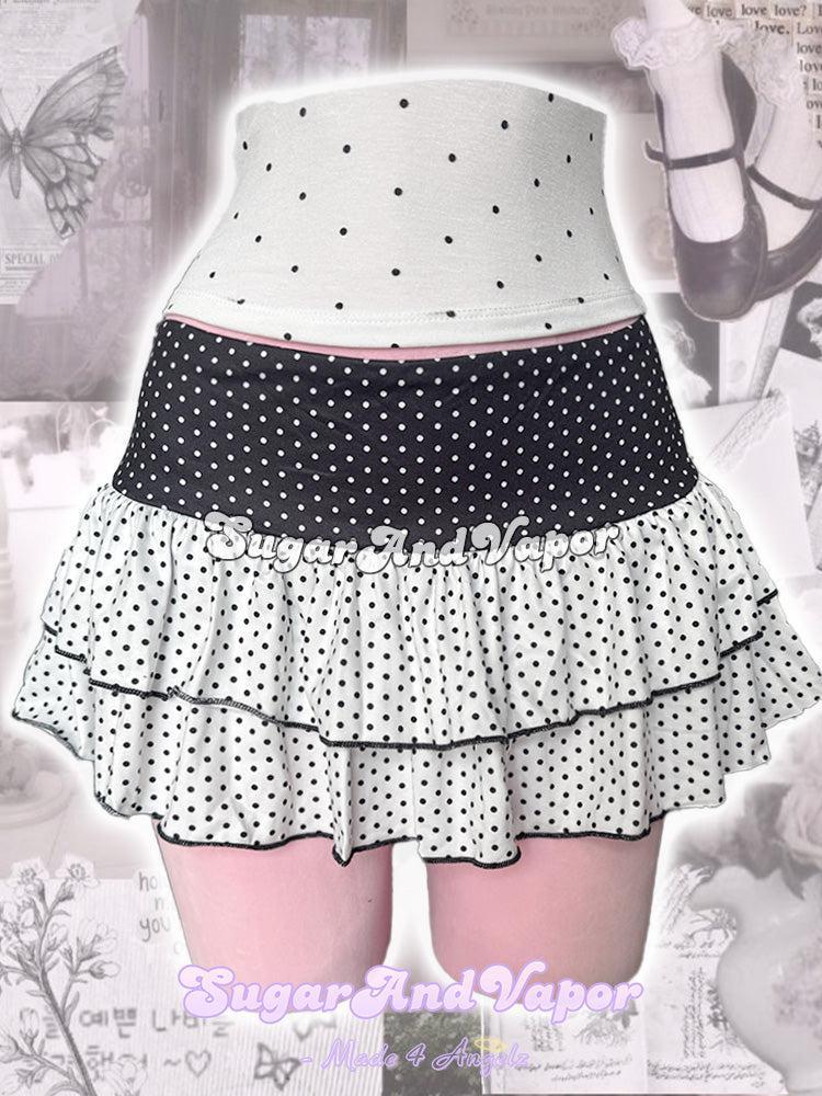 Anwen Polka Layered Flared Mini Skort-Skirts-SugarAndVapor