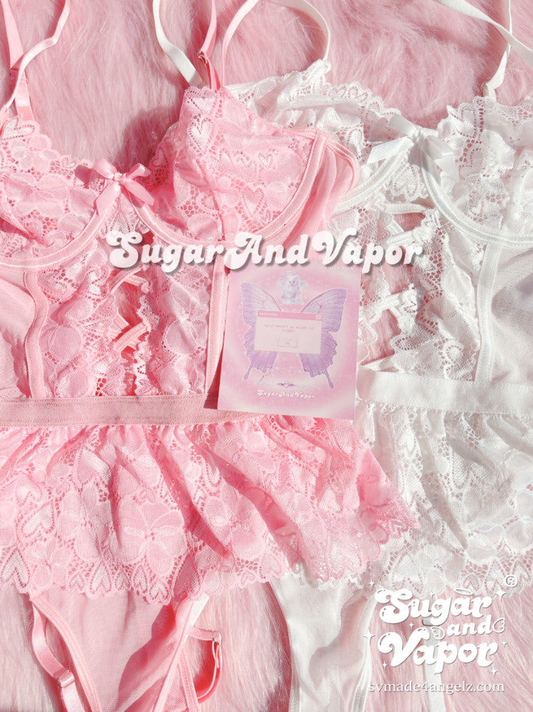 Anya Lace Bodysuit Lingerie (come with gift stockings)-Lingeries-SugarAndVapor