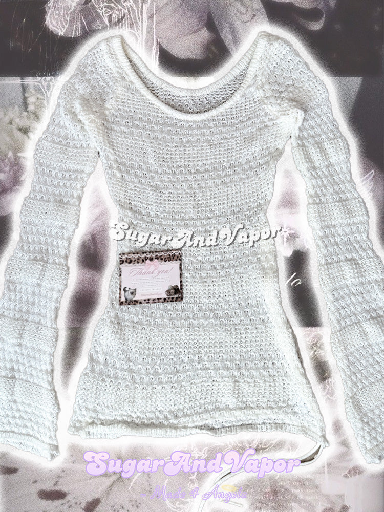 Ardis Angel Layering Crochet Knit Dress Top + Lace Cami Set-TOPS-SugarAndVapor