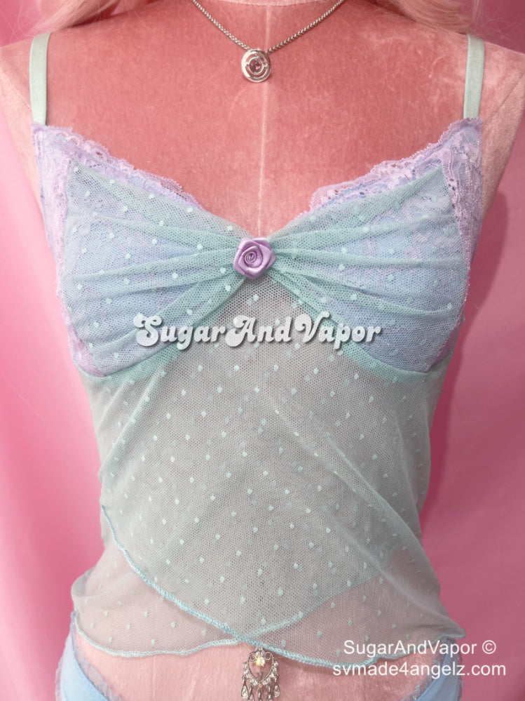 Ariel Mermaid Mesh Crop Top-TOPS-SugarAndVapor