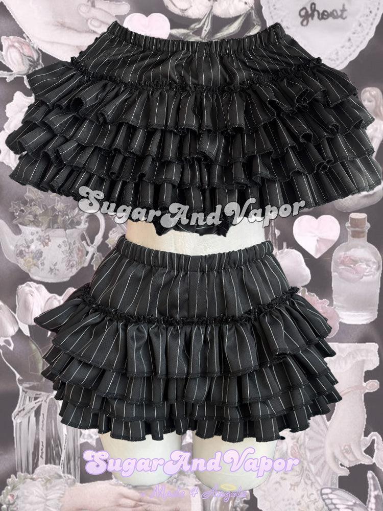 Artemis Grunge Stripes Puffy Mini Skort-Skirts-SugarAndVapor