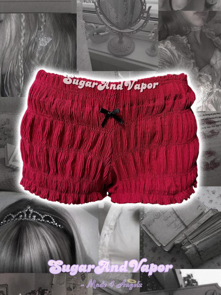 Aveline Cherry Ruched Bloomer Shorts-Shorts-SugarAndVapor