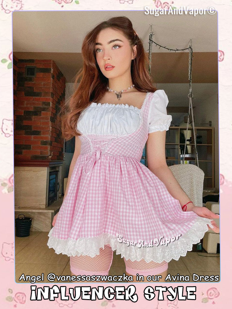 Avina Lolita Lace-up Cottage Core Dress-DRESSES-SugarAndVapor