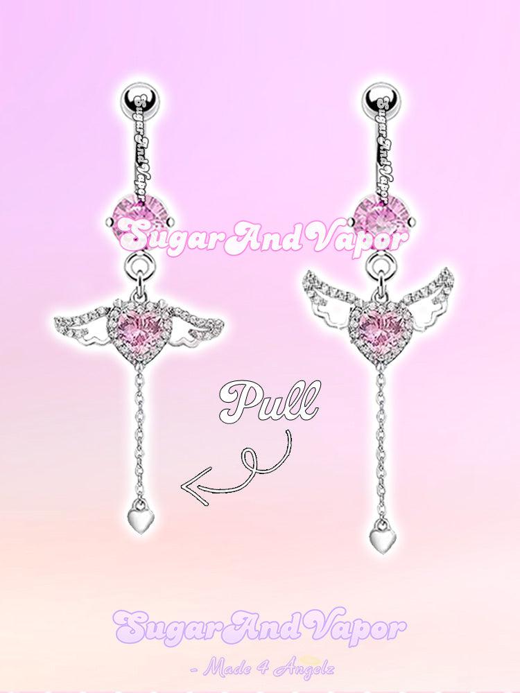 Baby Angel Heart Flying Belly Ring-Belly Ring-SugarAndVapor