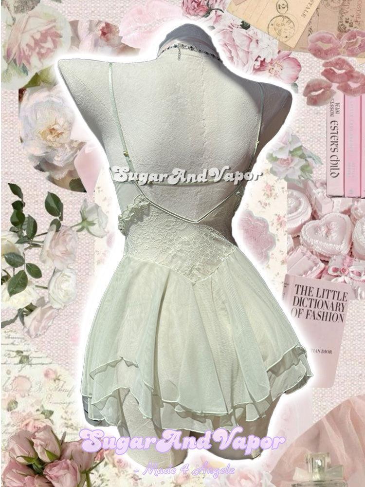 Becky Fariy Floral Mesh Lace Dress Lingerie Set-Lingeries-SugarAndVapor