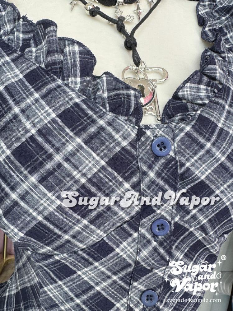 Belladonna Ruffle Plaid Blouse Shirt Top-TOPS-SugarAndVapor