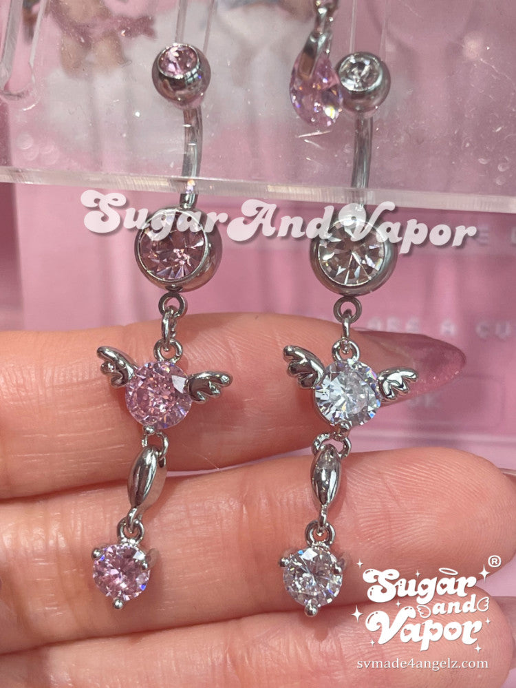 Bling Baby Angels Dangle Belly Ring-Belly Ring-SugarAndVapor