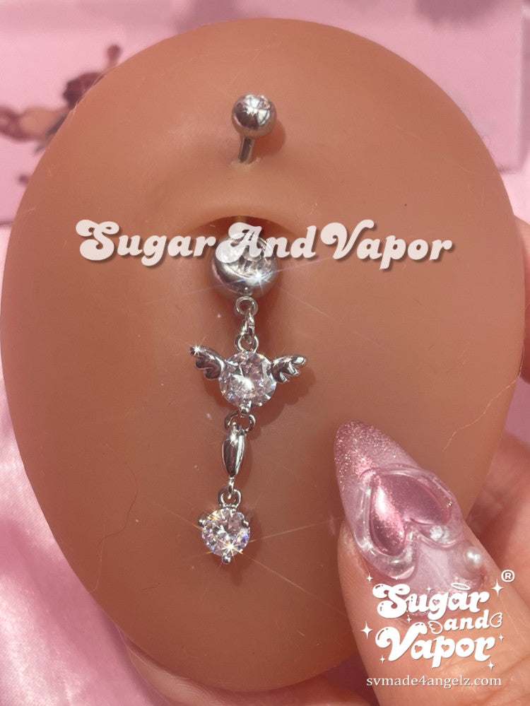 Bling Baby Angels Dangle Belly Ring-Belly Ring-SugarAndVapor