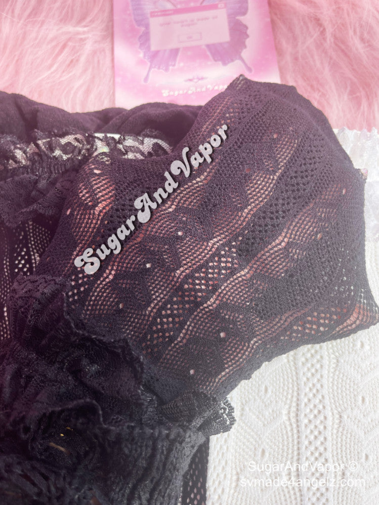 Cassia Heart Lace Fishnet Thigh High Stockings-SOCKS & TIGHTS-SugarAndVapor