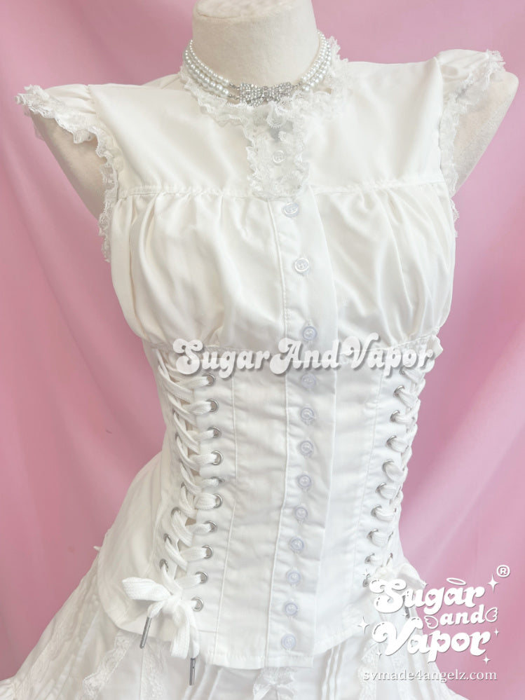 Chatty Doll Button Lace-up Slim Top-TOPS-SugarAndVapor