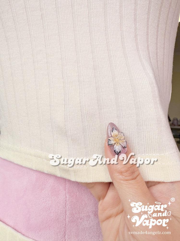 Claribel Vanilla Cream Ribbed Loungewear Set-TOPS-SugarAndVapor