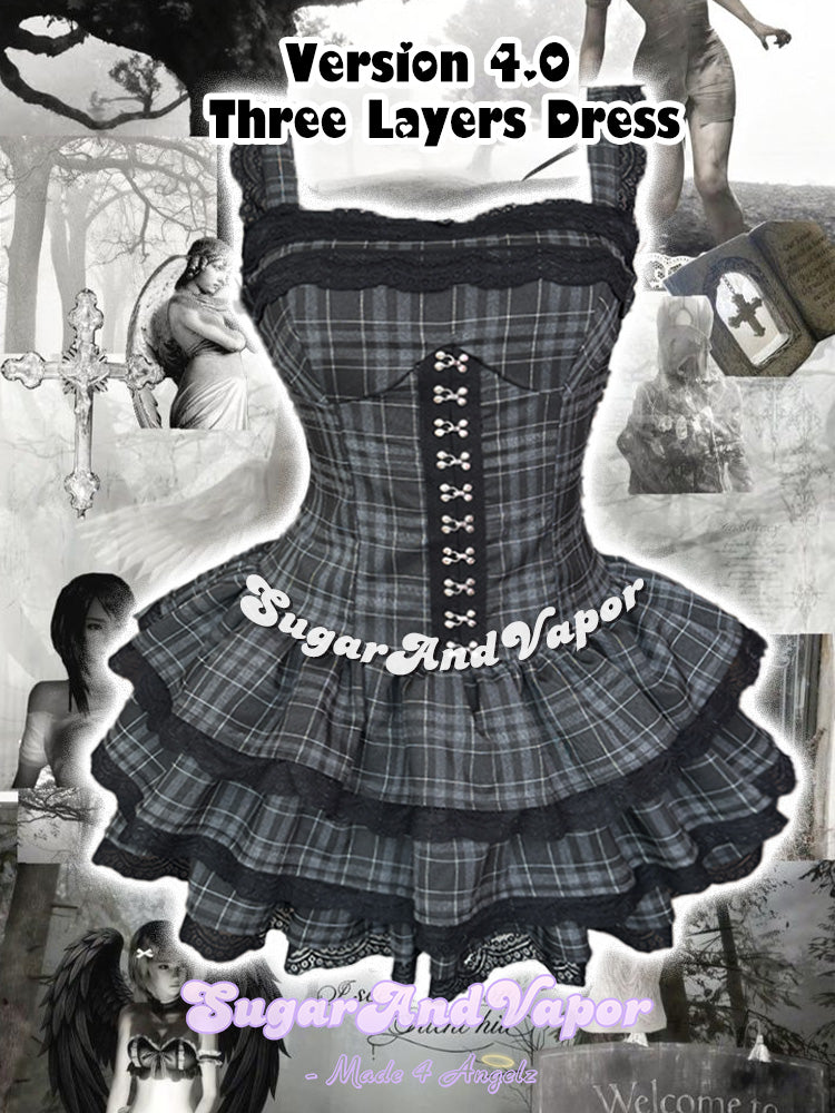 grunge dresses Doll Black Plaid Flared Dress 4.0 (Three Layered Dress) S / In-stock and ready to ship 68 67 78 Model:Brittany Size:5 w jacket long black prom dresses