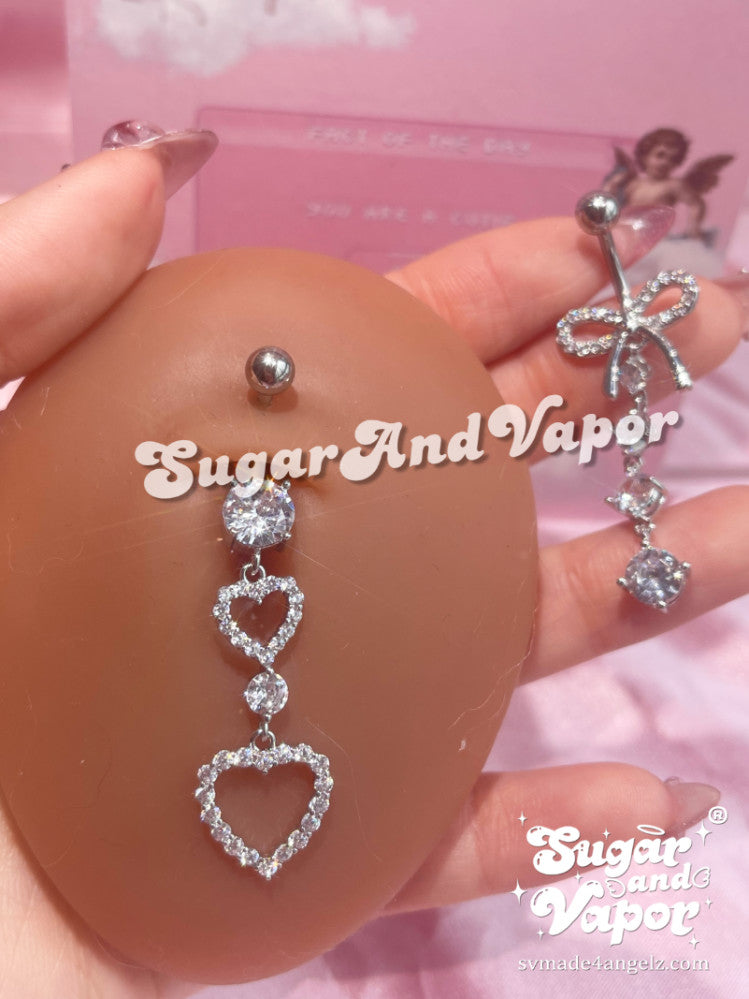 Coquette Bling Tassels Belly Ring 2 Pieces Set-Belly Ring-SugarAndVapor