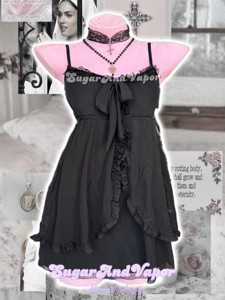 Cordelia Mesh Dollcore Ruffle Slip Dress-DRESSES-SugarAndVapor