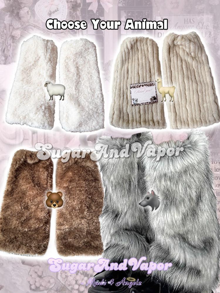 Cute Animal Mood Plush Furry Leg Warmers-SOCKS&TIGHTS-SugarAndVapor
