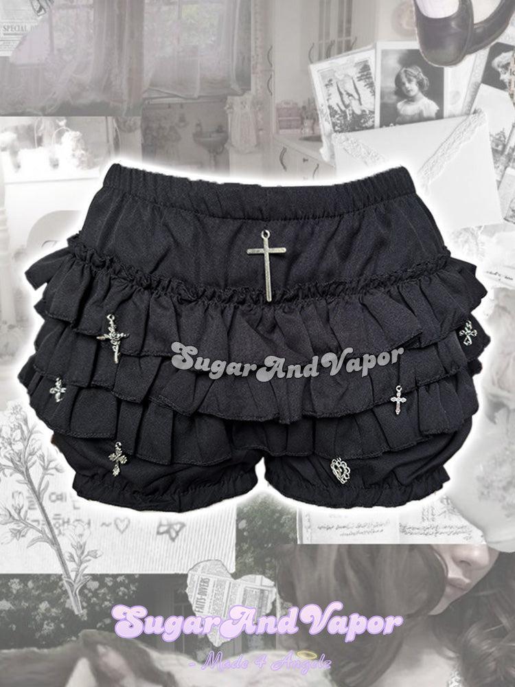 Dark Cross Prayer Bloomers Layered Skort-Skirts-SugarAndVapor
