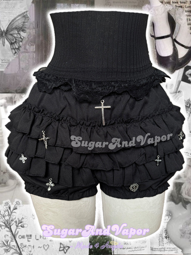 Dark Cross Prayer Bloomers Layered Skort-Skirts-SugarAndVapor