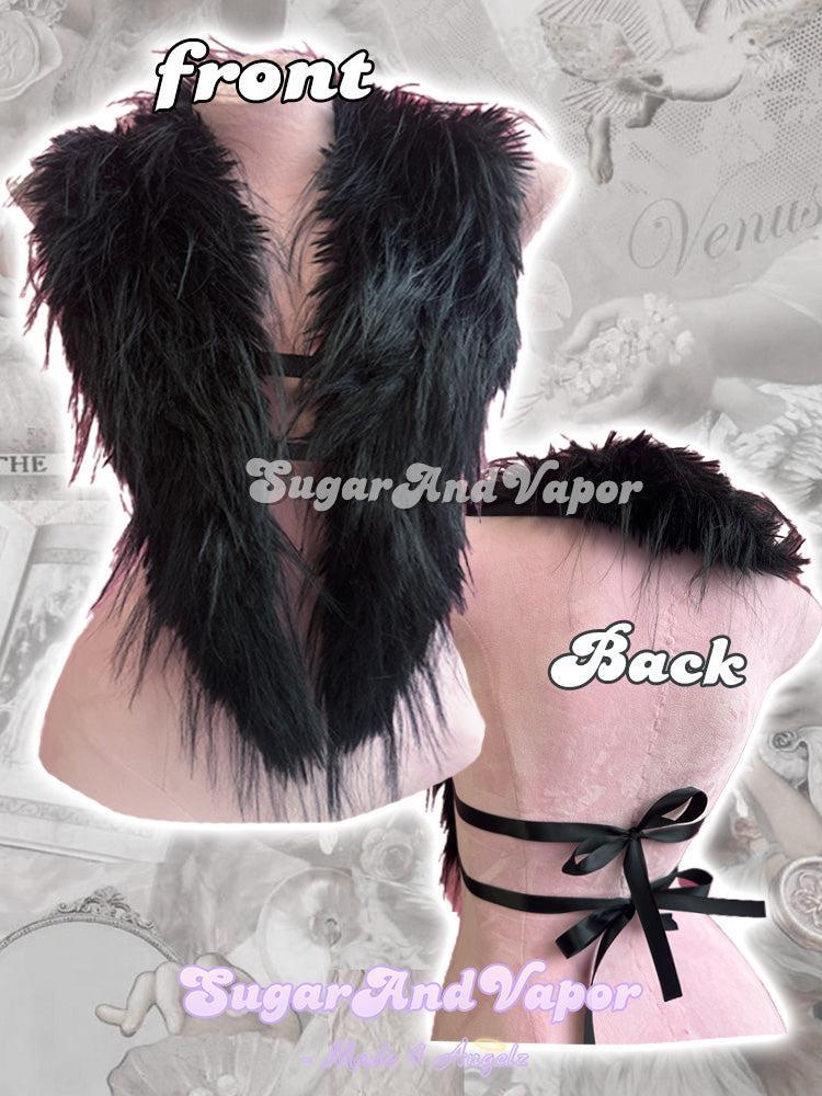 Dark Swan Gothic Faux Fur Overlay Vest-TOPS-SugarAndVapor