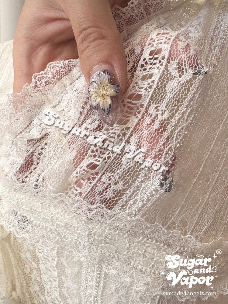 Delphine French Lace Sheer Over Blouse Top-TOPS-SugarAndVapor