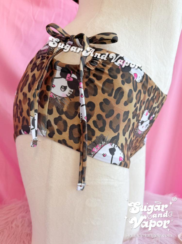 Devil Kitten Leopard Bra + Booty Shorts Swimsuit Set-Swimsuits-SugarAndVapor