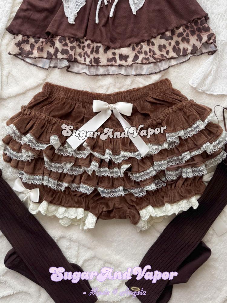 Dovie Teddy Brown Warm Ruffle Bloomers-Skirts-SugarAndVapor