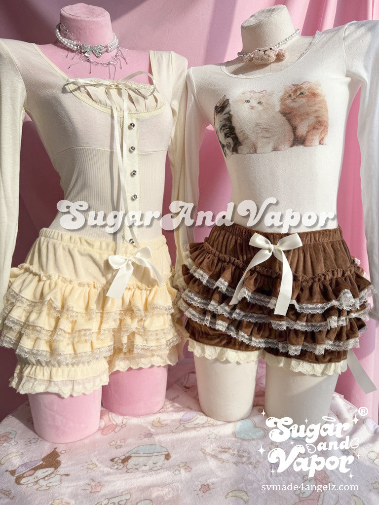 Dovie Warm Velvet Flared Mini Skort-Skirts-SugarAndVapor