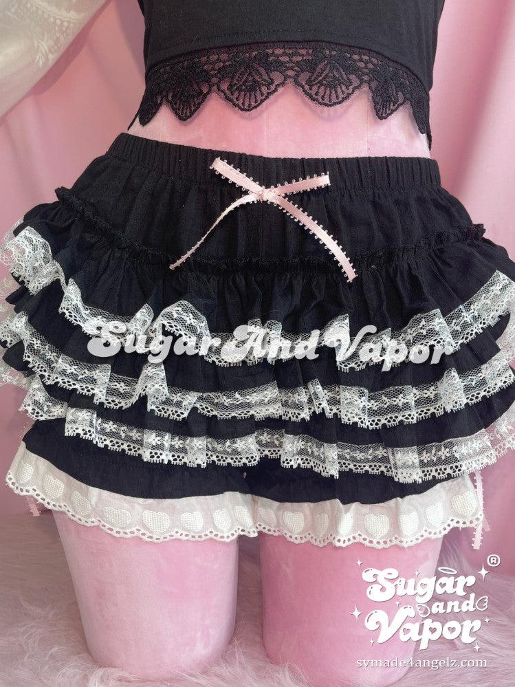 Elise White Lace Flared Mini Skort-Skirts-SugarAndVapor