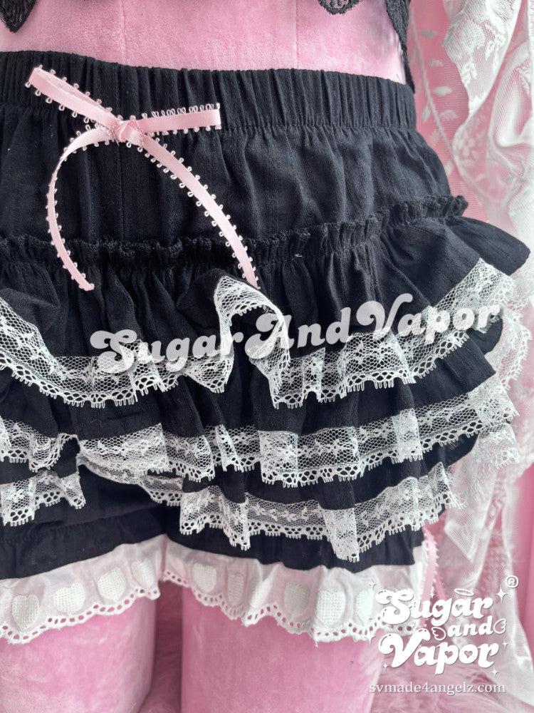 Elise White Lace Flared Mini Skort-Skirts-SugarAndVapor