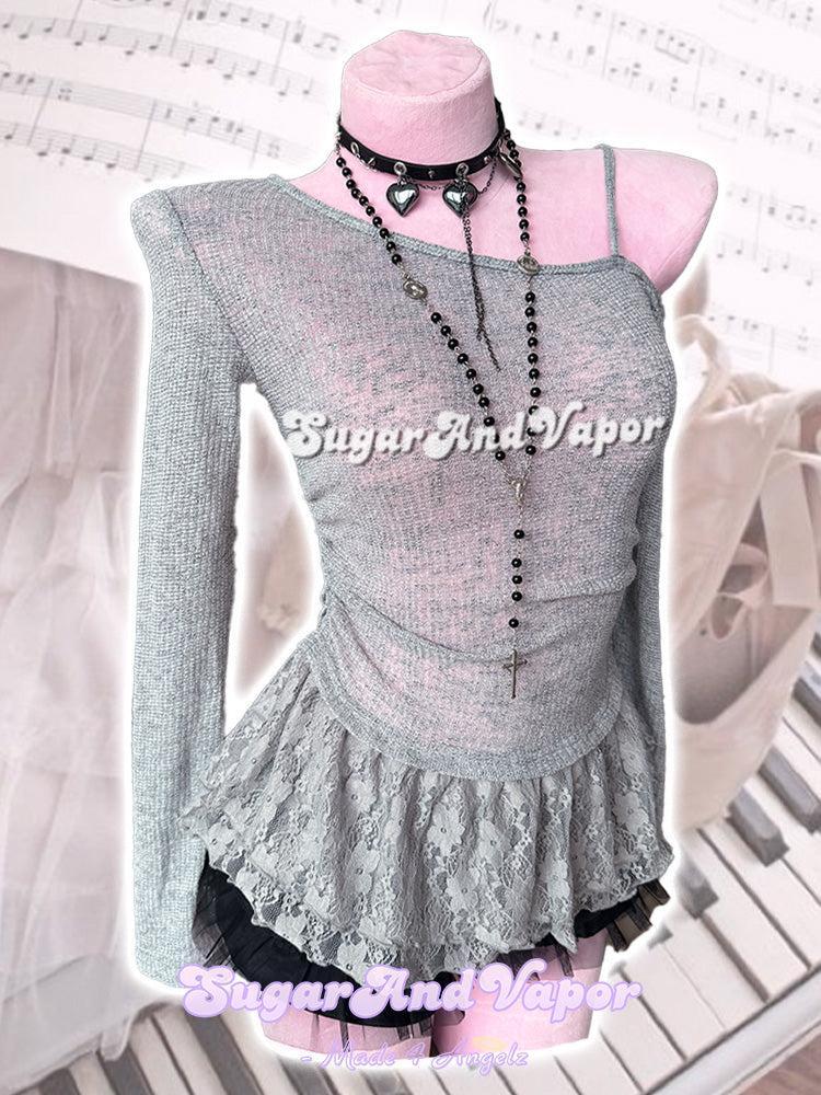 Esmera See-through Ballet Girl Lace Hem Top-TOPS-SugarAndVapor