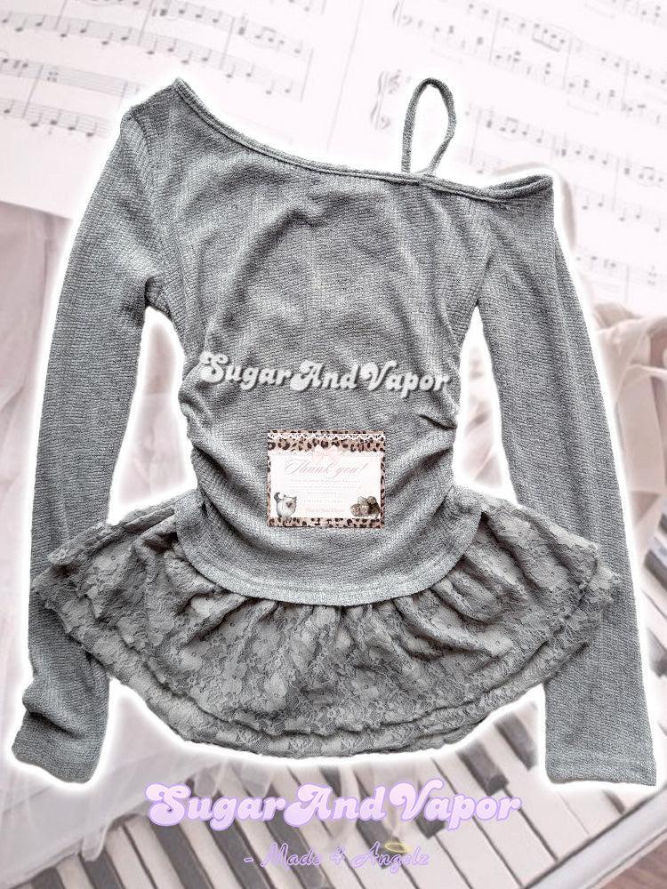 Esmera See-through Ballet Girl Lace Hem Top-TOPS-SugarAndVapor