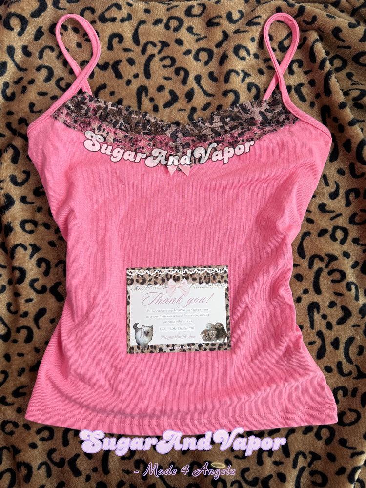 Flavia Y2K Hot Pink Leopard Lace Cami Top-TOPS-SugarAndVapor