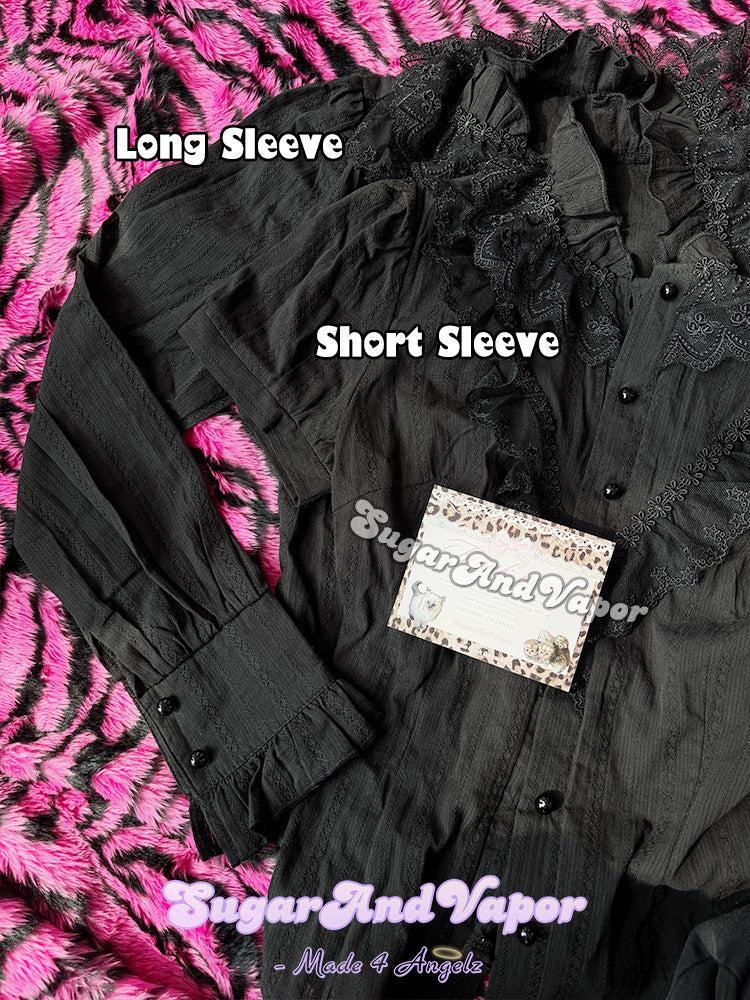 Gina Gothic Lolita Ruffle Texture Shirt Top-TOPS-SugarAndVapor