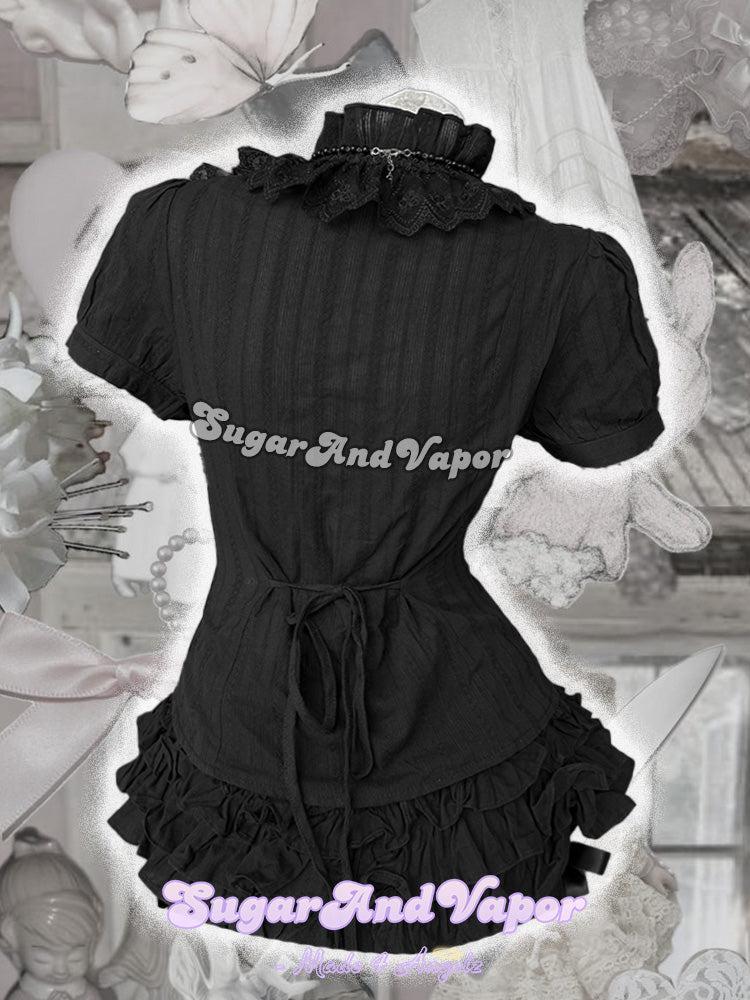 Gina Gothic Lolita Ruffle Texture Shirt Top-TOPS-SugarAndVapor