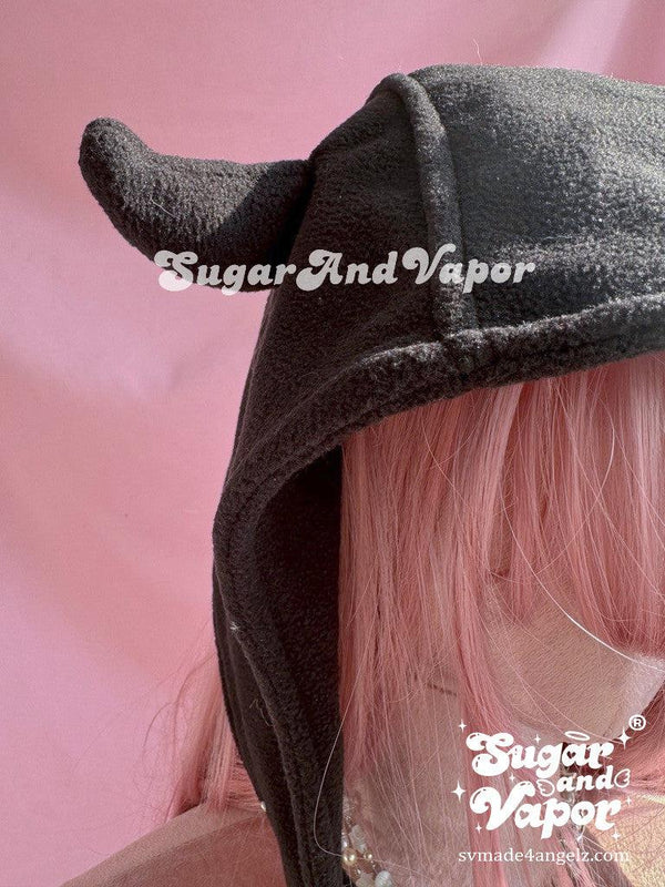 Grunge Cute Devil Horns Fleece Warm Hat-Hats-SugarAndVapor