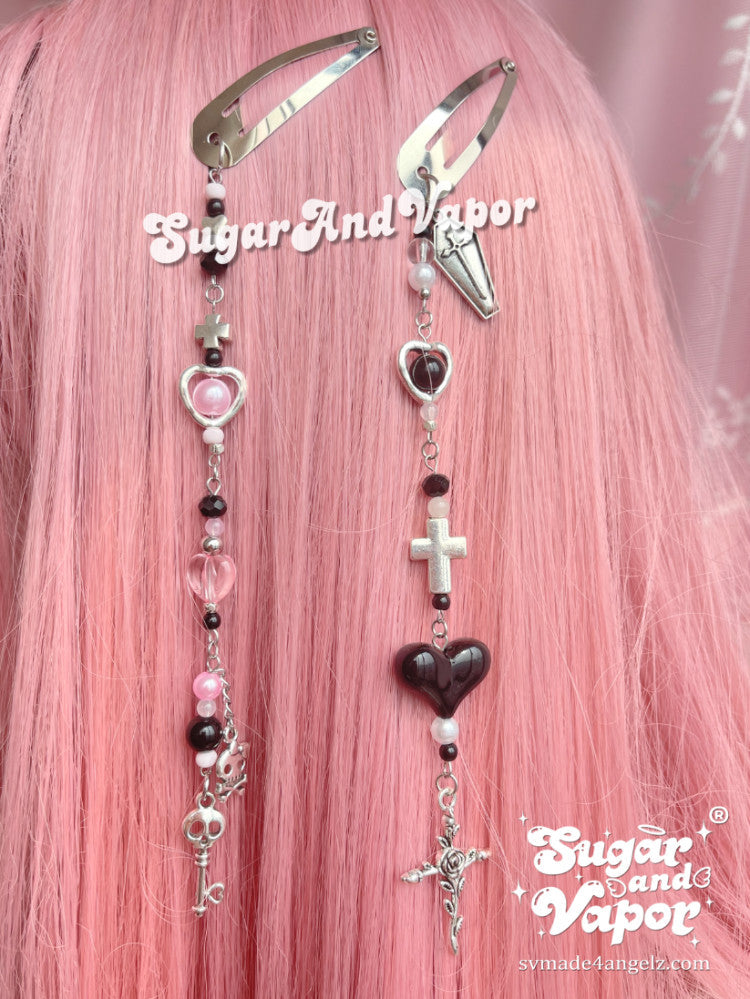 Handmade Aesthetic Beaded Hair Clips-Hair ACC-SugarAndVapor