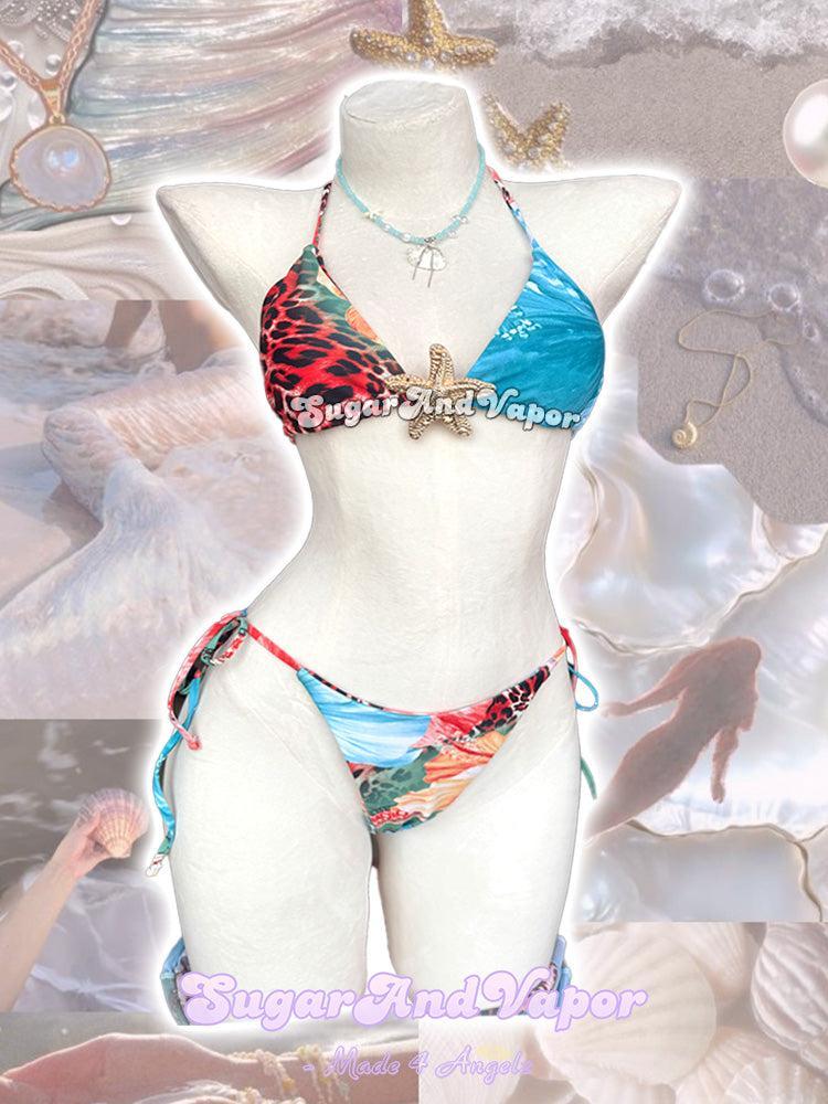 Kaelani Holiday Tropical Mixed Print Bikini 3 Pieces Set-Swimsuits-SugarAndVapor