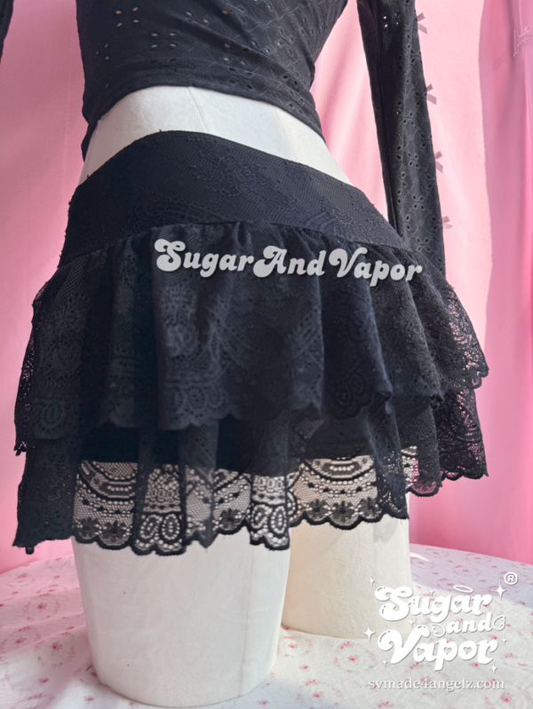Kailani Pink bows Lace Jacquard Mini Skort-Skirts-SugarAndVapor