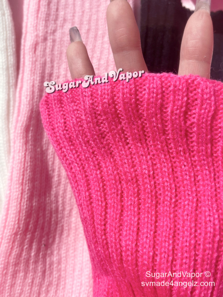 Kawaii Girly Knitted Arm/Leg Warmers-SOCKS & TIGHTS-SugarAndVapor
